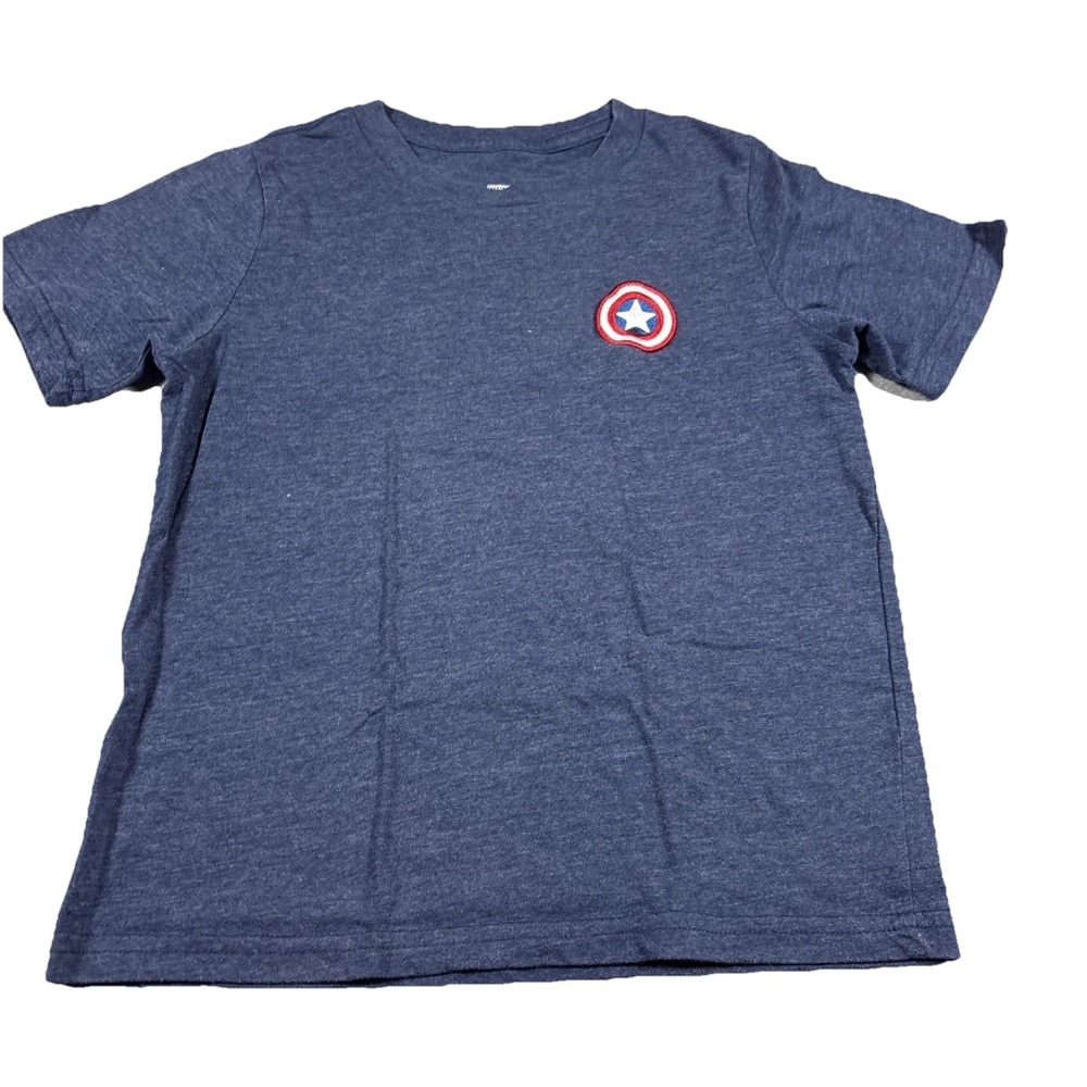 Marvel Captain America Shield Shirt Boys Size 7 Blue Graphic Tee Short Sleeve